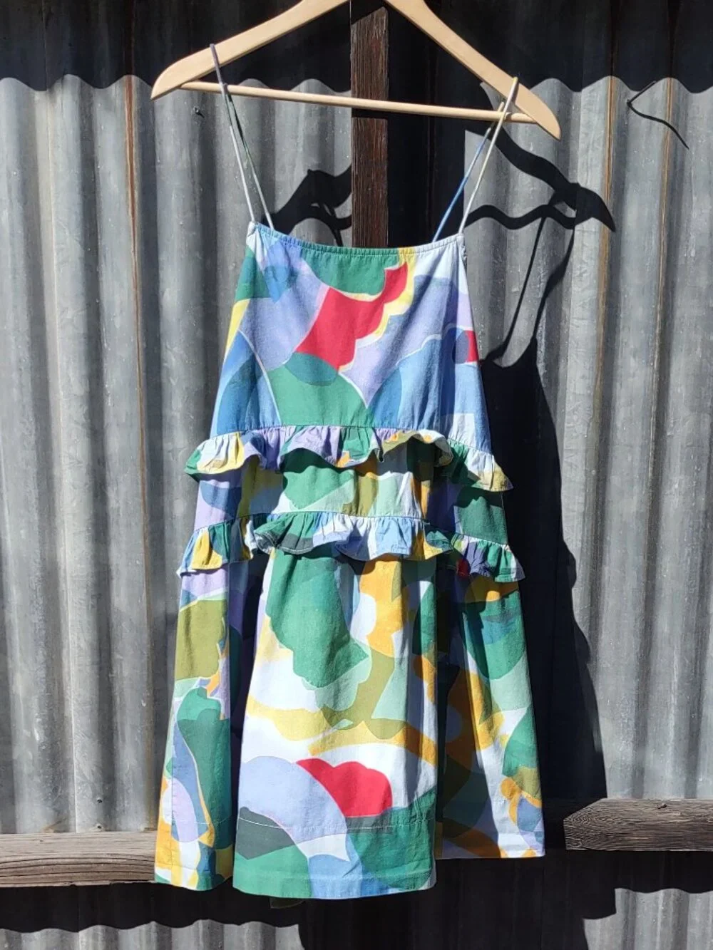 Anthropologie Ruffled Seaside Mini Dress Sz Large Sleeveless Beach Boho Summer - Picture 7 of 10